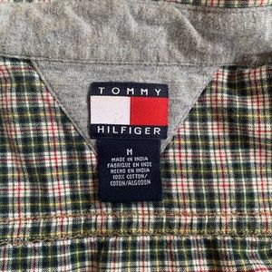 green plaid tommy hilfiger buttom up size medium